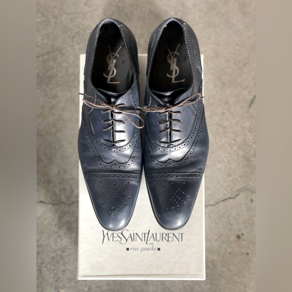 Yves Saint Laurent Rive Gauche Mens blue Oxfords EU43.5 - Picture 3 of 7